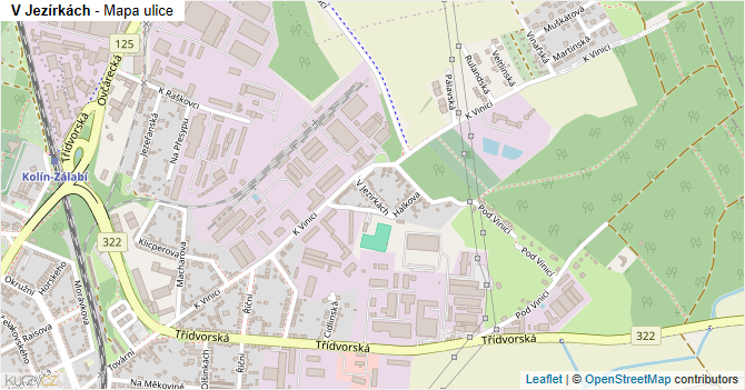 V Jezírkách - mapa ulice