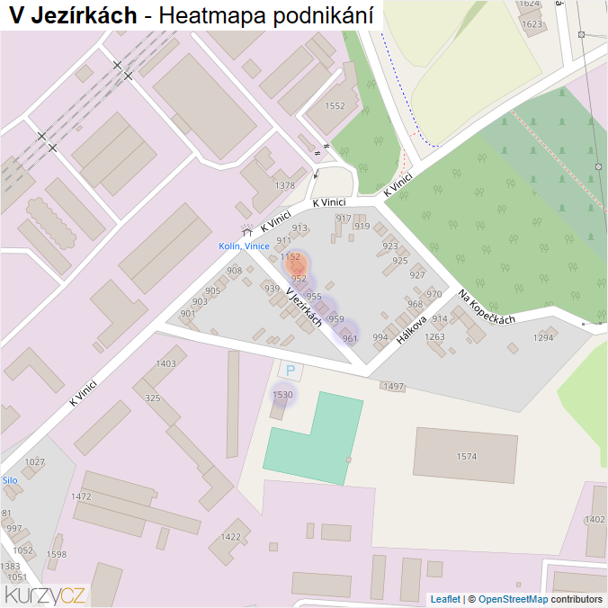 Mapa V Jezírkách - Firmy v ulici.