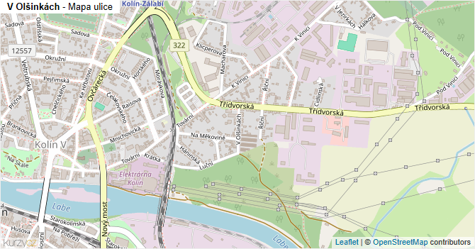 V Olšinkách - mapa ulice