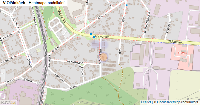 V Olšinkách - mapa podnikání
