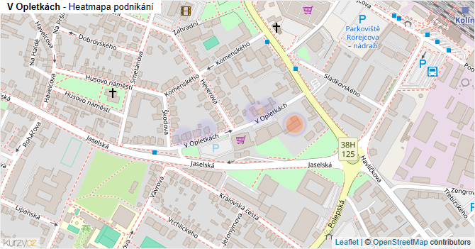V Opletkách - mapa podnikání
