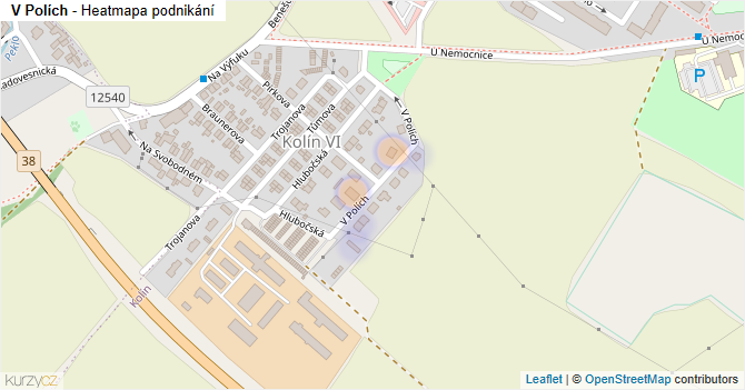 V Polích - mapa podnikání