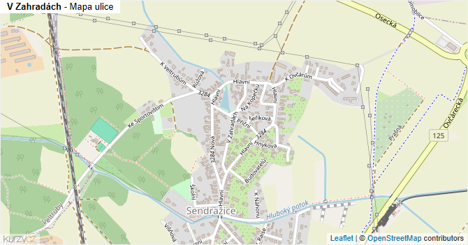 V Zahradách - mapa ulice