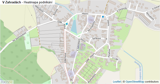 V Zahradách - mapa podnikání