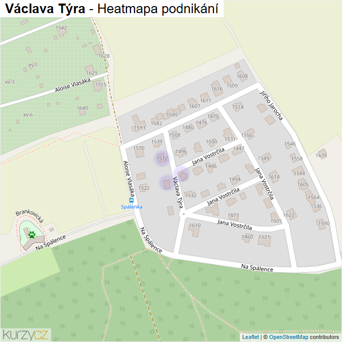 Mapa Václava Týra - Firmy v ulici.