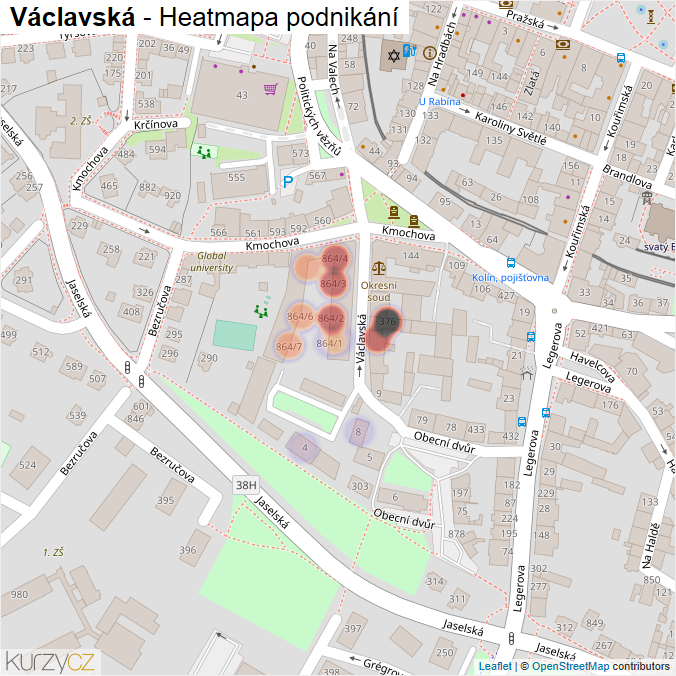 Mapa Václavská - Firmy v ulici.