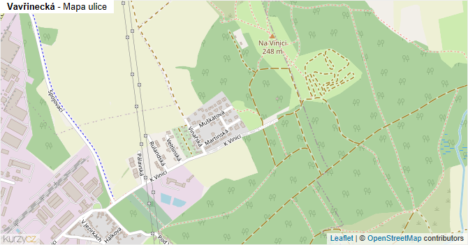 Vavřinecká - mapa ulice