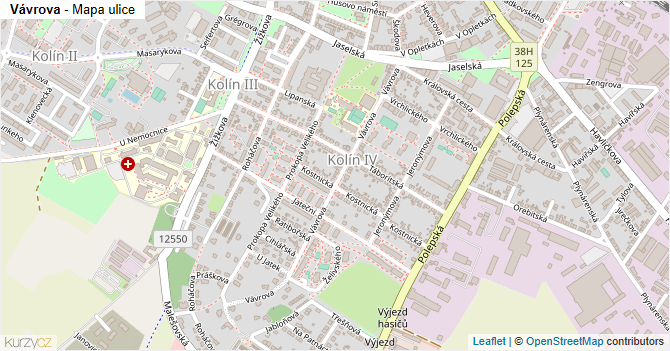 Vávrova - mapa ulice