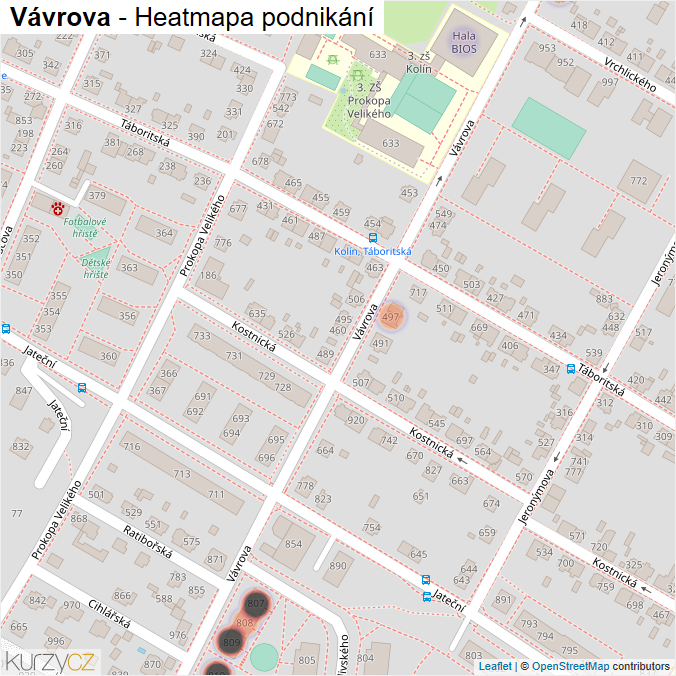 Mapa Vávrova - Firmy v ulici.