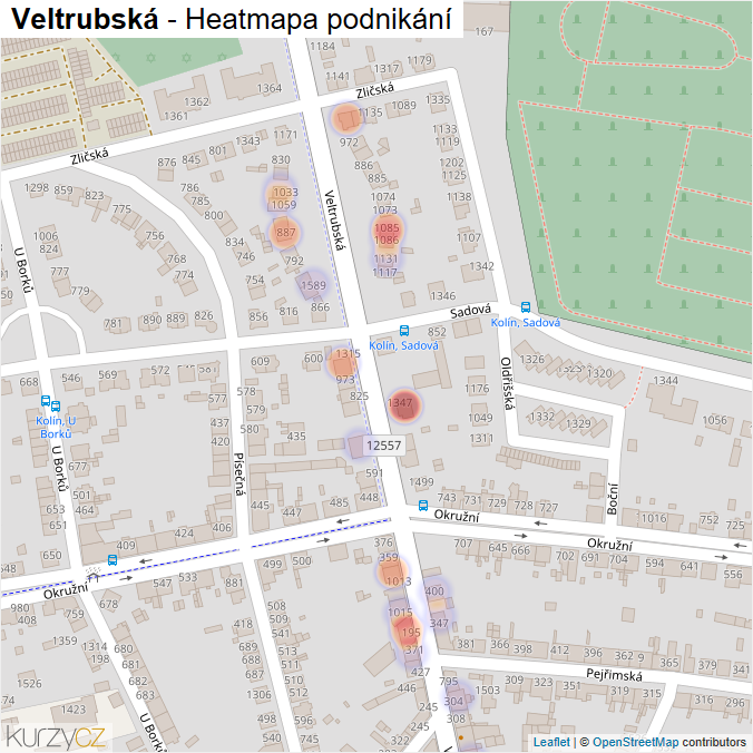 Mapa Veltrubská - Firmy v ulici.
