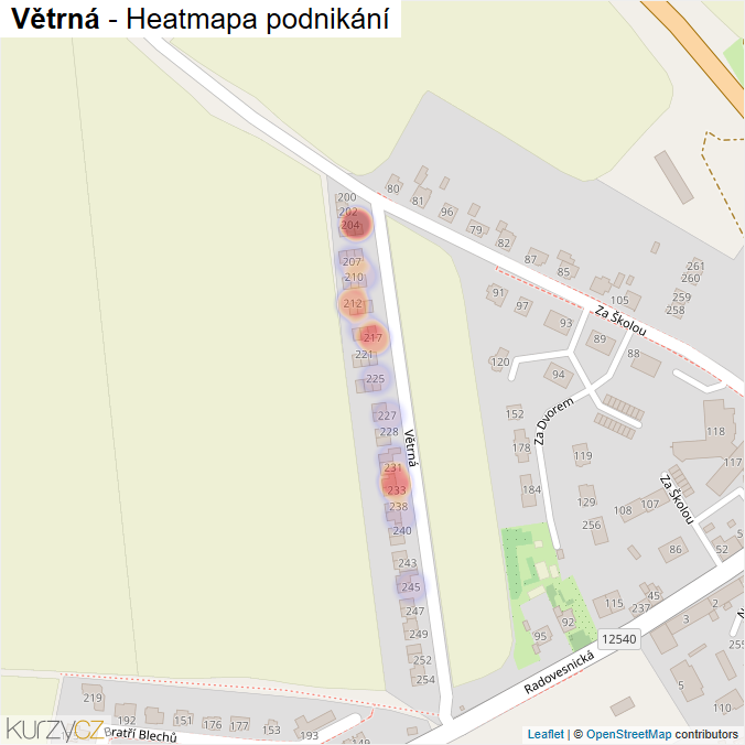Mapa Větrná - Firmy v ulici.