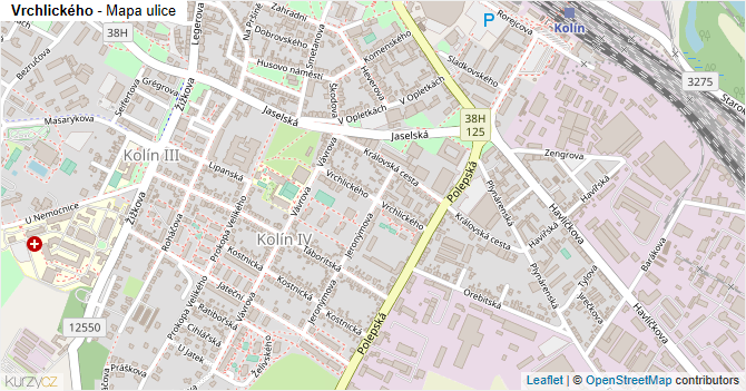 Vrchlického - mapa ulice