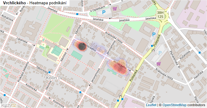 Vrchlického - mapa podnikání