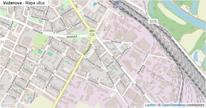 Vužanova - mapa ulice