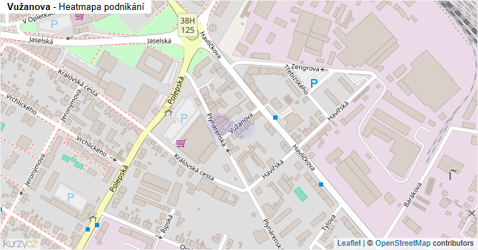 Vužanova - mapa podnikání