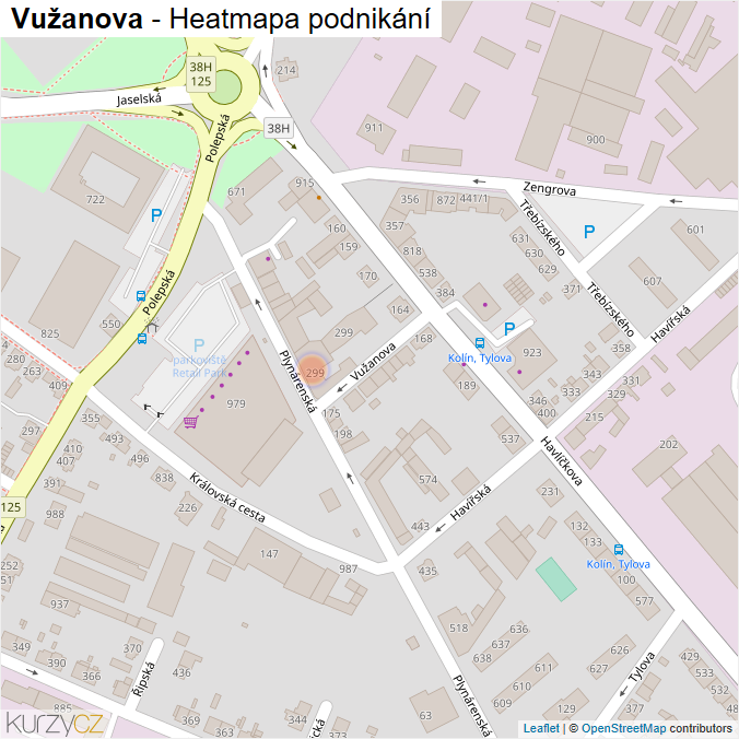 Mapa Vužanova - Firmy v ulici.