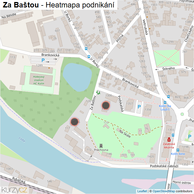 Mapa Za Baštou - Firmy v ulici.