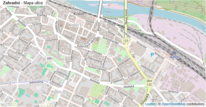 Zahradní - mapa ulice