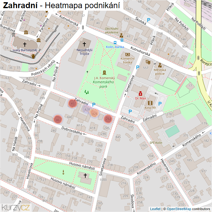 Mapa Zahradní - Firmy v ulici.