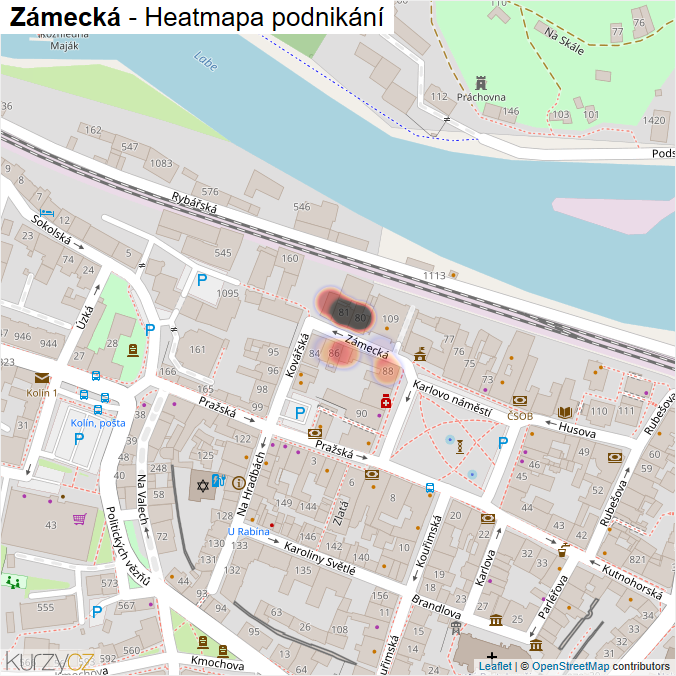 Mapa Zámecká - Firmy v ulici.