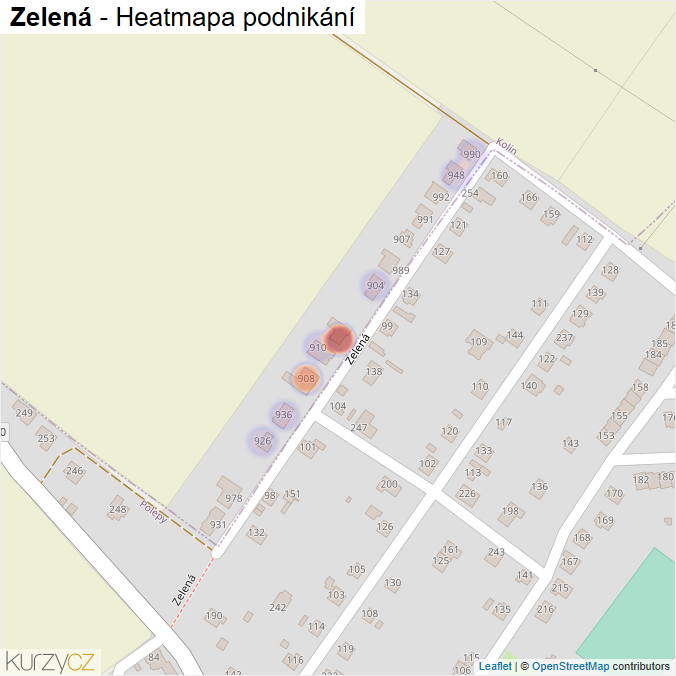 Mapa Zelená - Firmy v ulici.