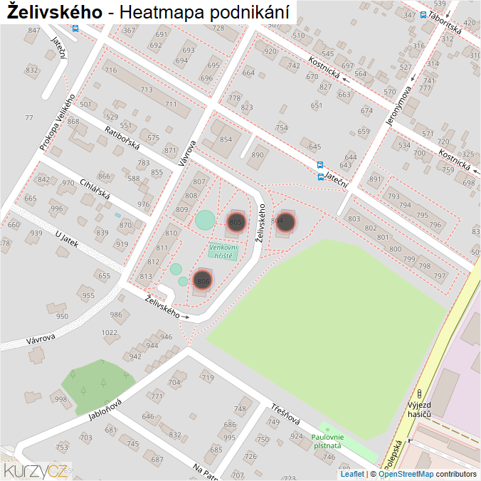 Mapa Želivského - Firmy v ulici.