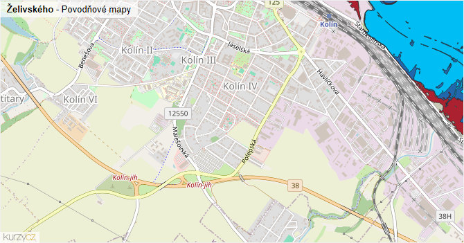 Želivského - záplavové mapy stoleté vody