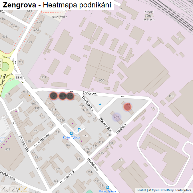 Mapa Zengrova - Firmy v ulici.