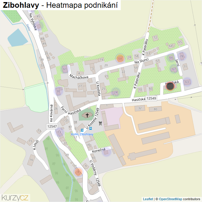 Mapa Zibohlavy - Firmy v části obce.