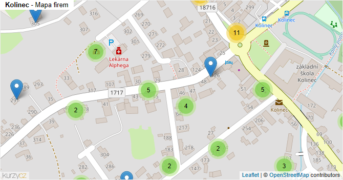 Kolinec - mapa firem
