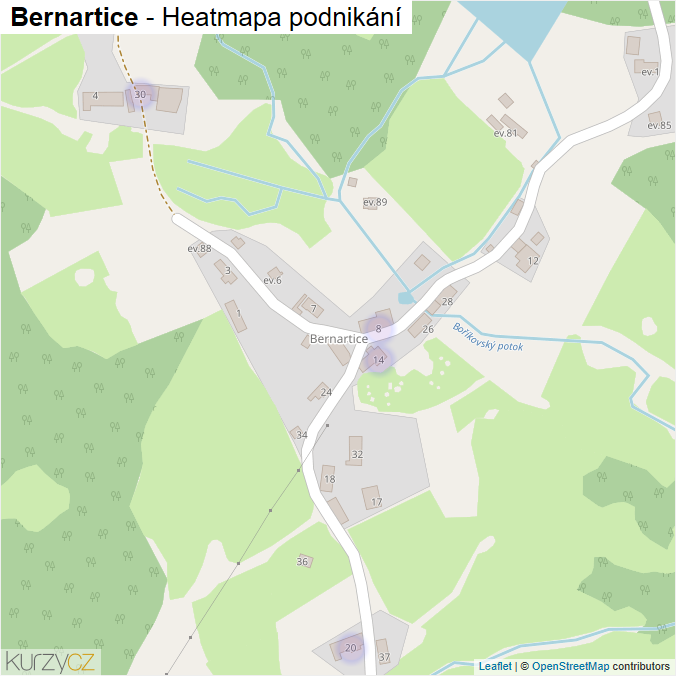 Mapa Bernartice - Firmy v části obce.