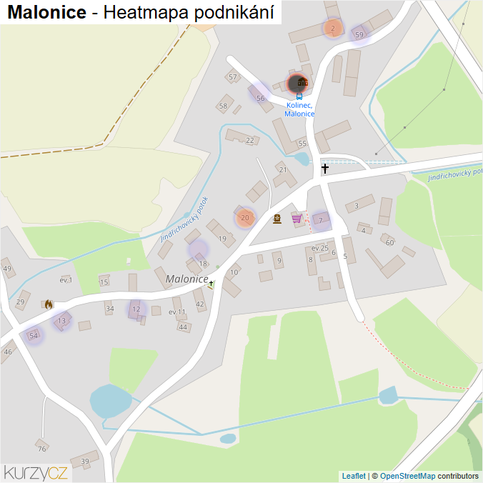 Mapa Malonice - Firmy v části obce.