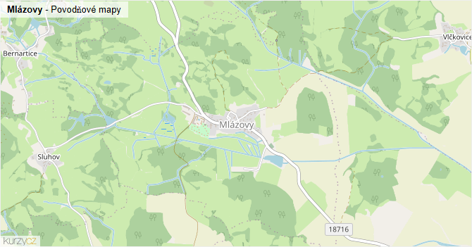 Mlázovy - záplavové mapy stoleté vody