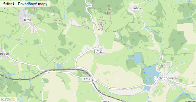 Střítež - záplavové mapy stoleté vody