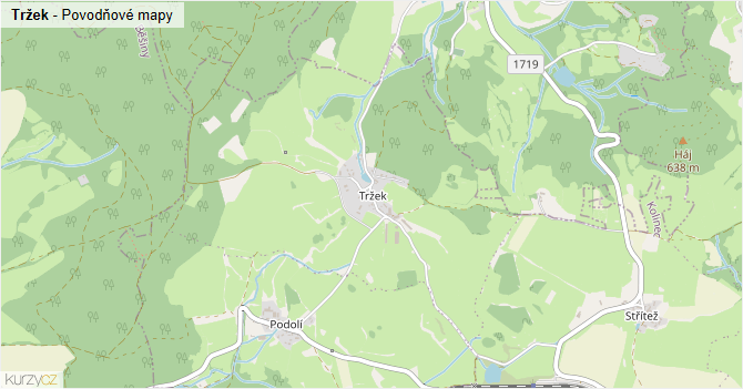 Tržek - záplavové mapy stoleté vody