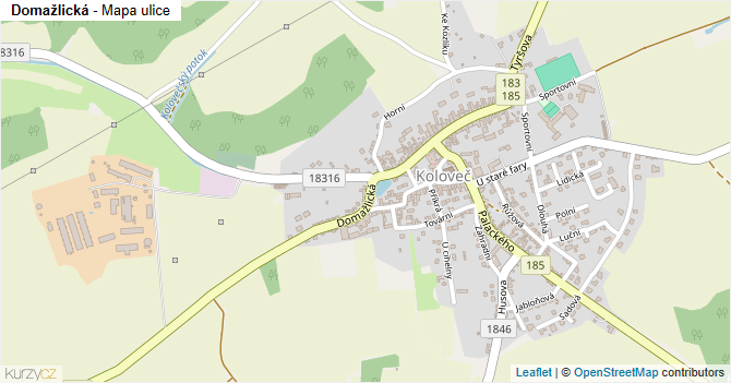 Domažlická - mapa ulice
