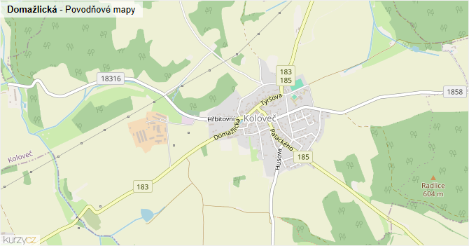 Domažlická - záplavové mapy stoleté vody