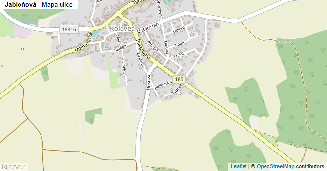 Jabloňová - mapa ulice