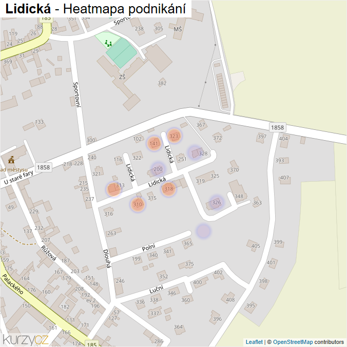 Mapa Lidická - Firmy v ulici.