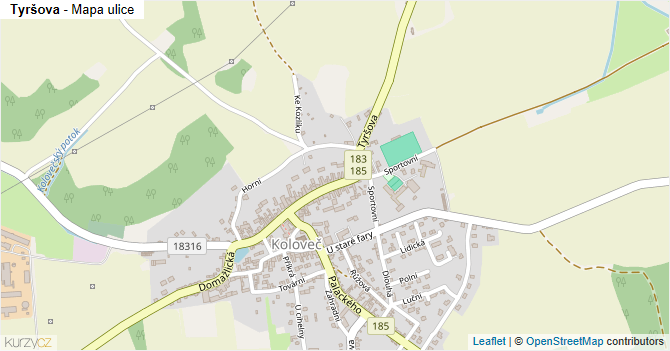 Tyršova - mapa ulice