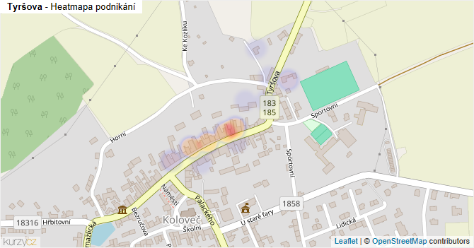 Tyršova - mapa podnikání