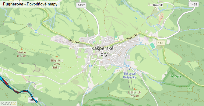 Zichov - záplavové mapy stoleté vody