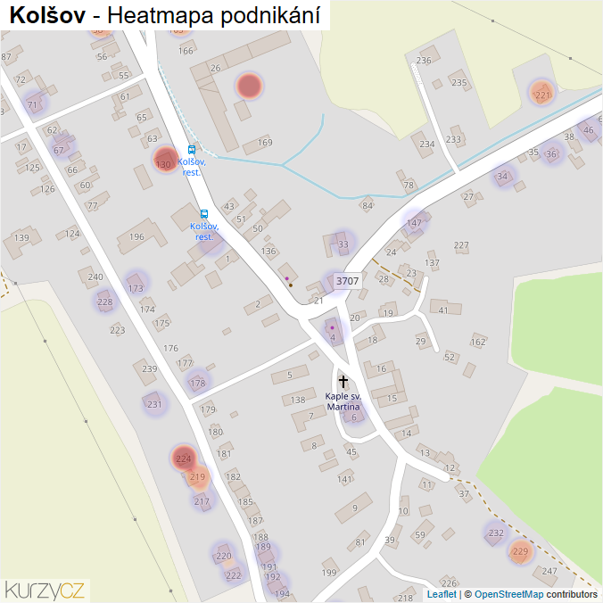 Mapa Kolšov - Firmy v části obce.