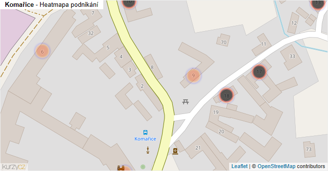 Komařice - mapa podnikání