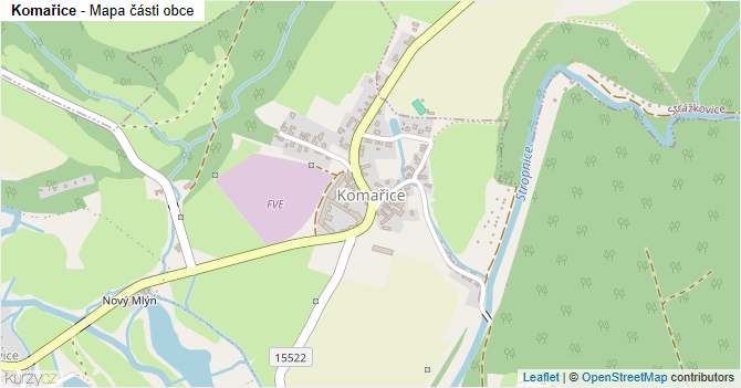 Komařice - mapa části obce