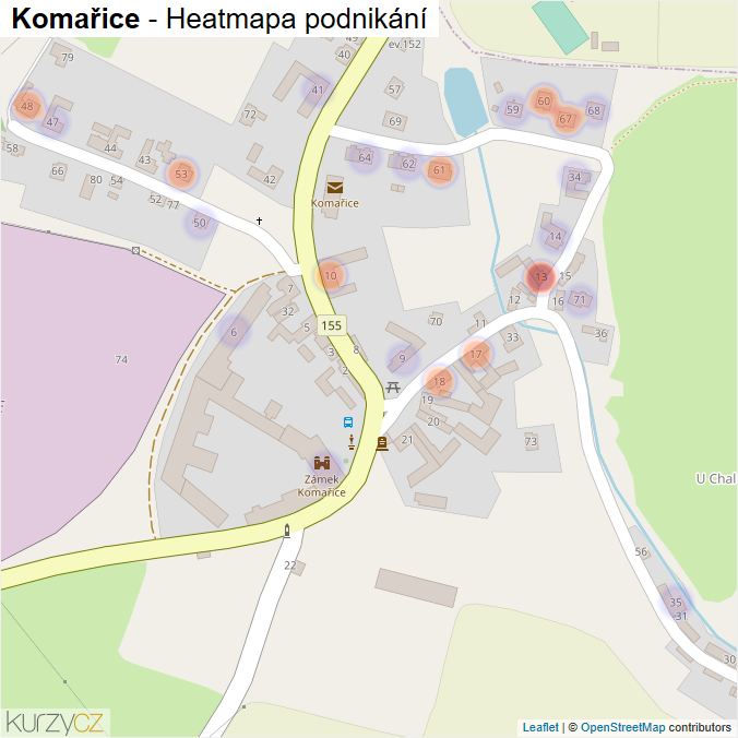 Mapa Komařice - Firmy v části obce.