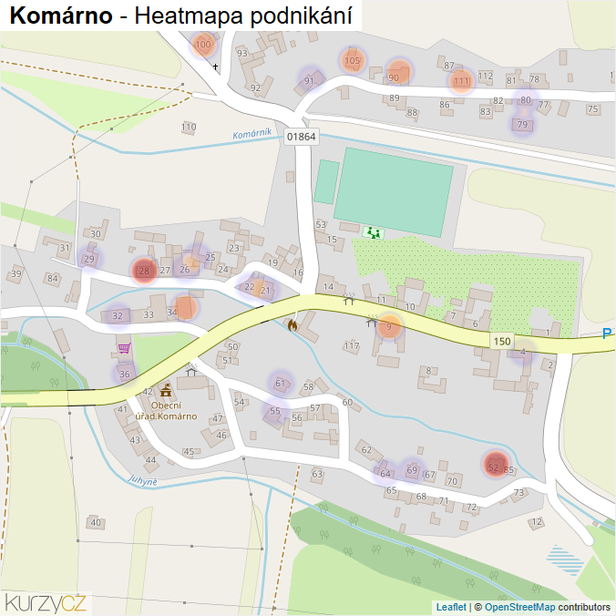 Mapa Komárno - Firmy v části obce.