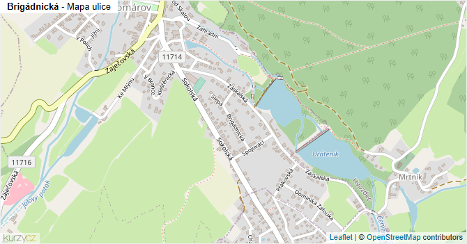 Brigádnická - mapa ulice