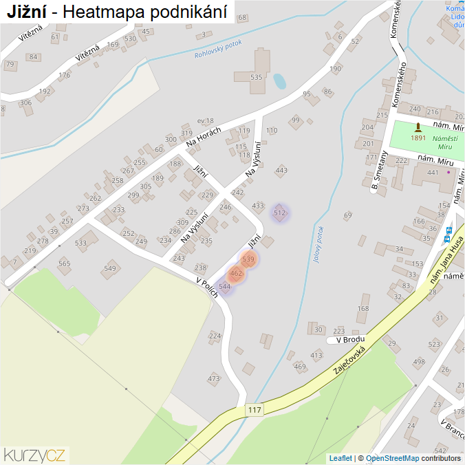 Mapa Jižní - Firmy v ulici.
