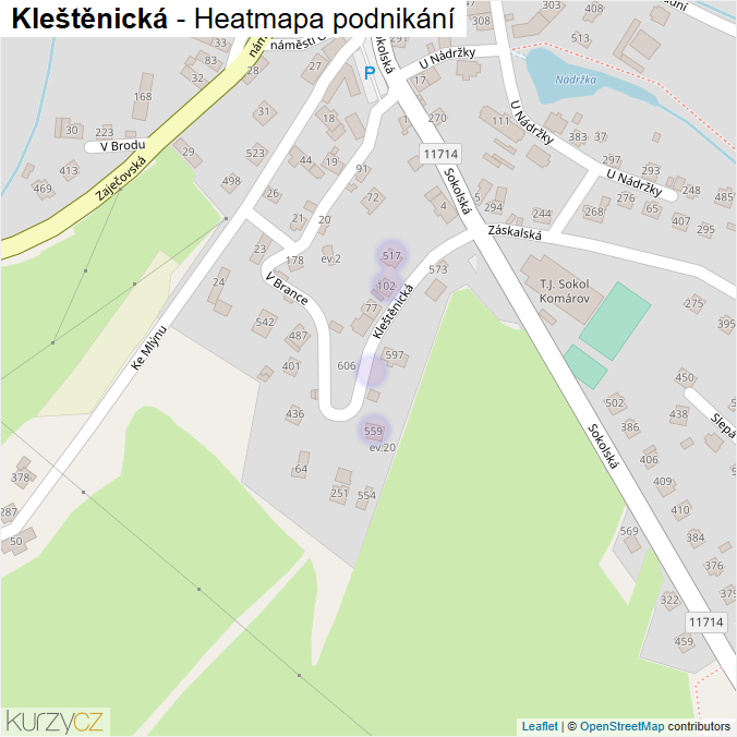 Mapa Kleštěnická - Firmy v ulici.